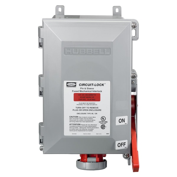 Fused Circuit-Lock Interlock Device, 4P5W, 30A 3PH 277/480V
